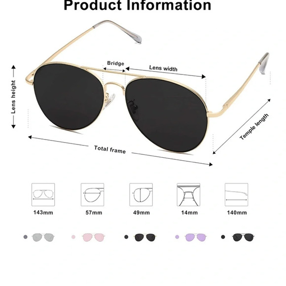 NIB!! SOJOS gold/black aviator sunglasses - Picture 2 of 3